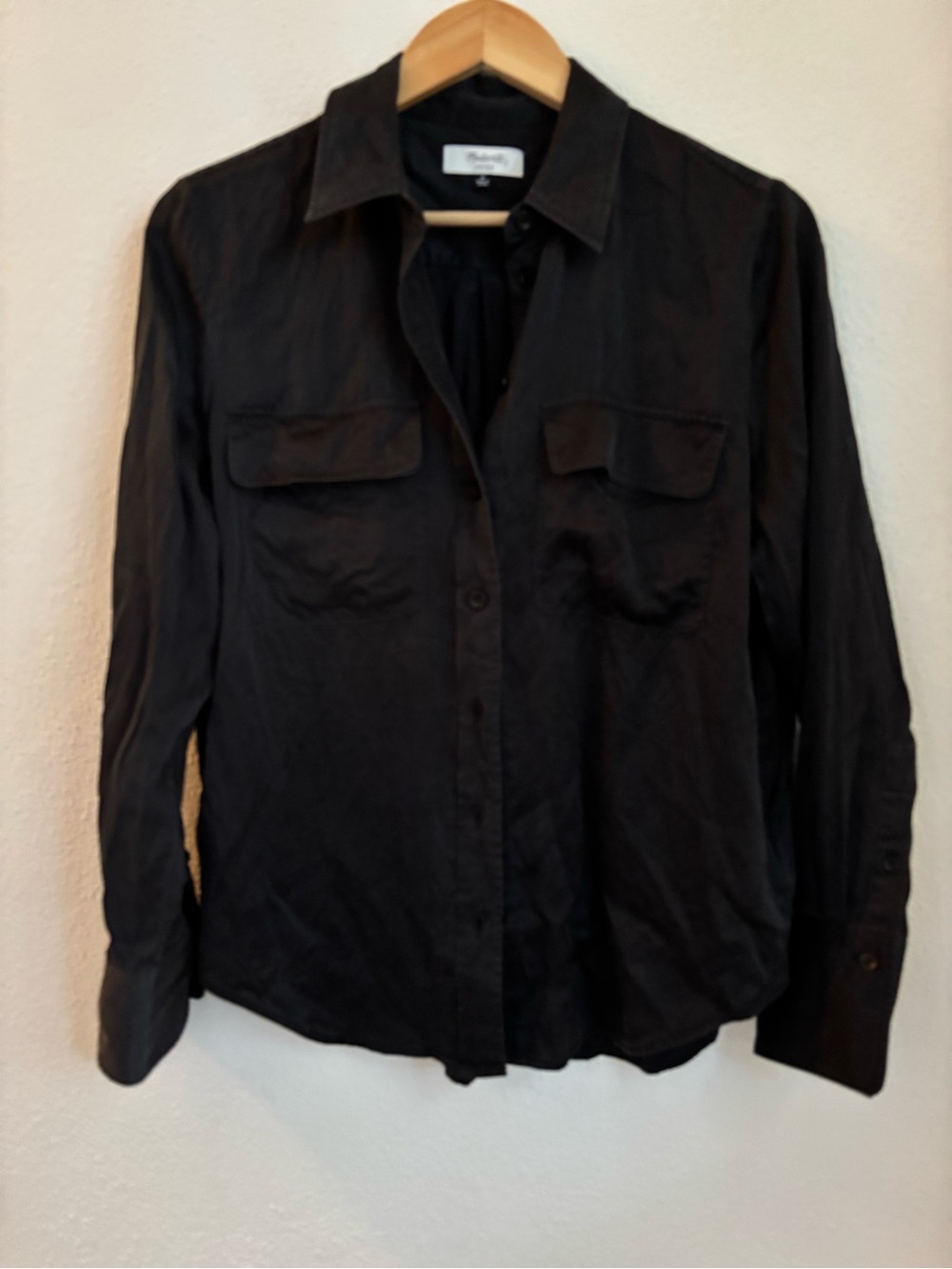Madewell | 100% Silk Black Button Down